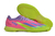 Chuteiras Futsal Adidas X Elite Rosa com detalhe Verde Fluorescente