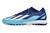 Chuteiras Society Adidas X Elite Azul Escuro com detalhe Azul Fluorescente