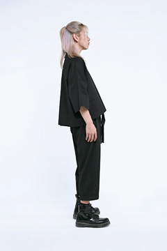 CAMISA BAIKARA CROPPED POPLIN BLACK - tienda online