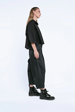 CAMISA BAIKARA CROPPED POPLIN BLACK - comprar online