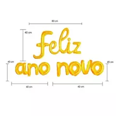 Kit Balões Metalizados Feliz Ano Novo (Cursivo) - 40CM Prata - comprar online