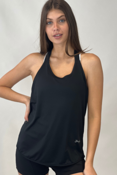 Musculosa tipo sudadera - Flow Negro - Fuscia - Yazuka