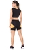 Cropped Regata Com Faixa + Short Preto Com Amarelo Conjunto Fitness | REF: LX044 - Moda Fitness e Moda Casual- Endorfit