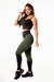 Feminino Calça Legging Preta com Verde Militar Cintura Alta e Cropped Alcinha Academia Conjunto Fitness | REF: CSV3 - comprar online