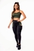 2 peças Conjunto Fitness Calça Legging Preta com detalhe no Bolso Lateral em Verde Militar e Cropped Alcinha | REF: CSV10