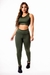 2 peças Conjunto Calça Legging Fitness Feminino Verde Militar Cintura Alta e Cropped Regata Academia | REF: CSV23