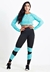 Calça Legging + Cropped de Telinha Manga Longa com Detalhes em Azul Turquesa Conjunto Fitness | REF: LX147 - comprar online