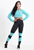 Calça Legging + Cropped de Telinha Manga Longa com Detalhes em Azul Turquesa Conjunto Fitness | REF: LX147 na internet