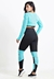 Calça Legging + Cropped de Telinha Manga Longa com Detalhes em Azul Turquesa Conjunto Fitness | REF: LX147 - Moda Fitness e Moda Casual- Endorfit