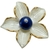 Vareta Concha Flor com Bolinha Azul e Strass 26x3mm (1un) - Império das Essências