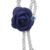 Cordão Branco com Flor Camélia Azul Royal (1un)