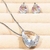 Conjunto prata com pingente gota cristal