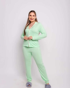 PIJAMA LONGO LISO MENTA - La Fontana Pijamas