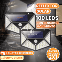 2X1 - REFLEXTOR SOLAR-100 LEDS-CON SENSOR DE MOVIMIENTO