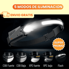 LINTERNA MINERO VINCHA CON SENSOR - LUZ LED BLANCA - tienda online