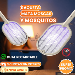 RAQUETA MATA MOSCAS Y MOSQUITO DUAL RECARGABLE