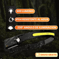 LINTERNA MINERO VINCHA CON SENSOR - LUZ LED BLANCA - MBZ SHOPPE