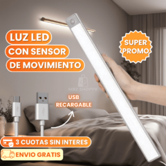 LUZ CON SENSOR DE MOVIMIENTO - RECARGABLE - 50CM