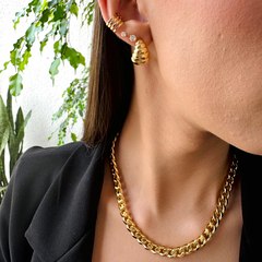 Brinco Meia Argola "Croissant" Banhado a Ouro 18K - loja online