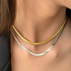 Choker Malha Roliça Banhado a Ouro 18K