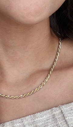 Choker Cordão Baiano Bicolor Banhado a Ródio e Ouro 18K - loja online