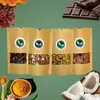 Kit de apresentação com quatro pacotes de granola de 150g nos sabores cacau e avelã, coco e castanhas, cúrcuma e amêndoas e fruits & nuts.