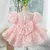 Vestido de baile de luxo feminino com pérolas e renda - Mundo Kids