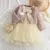 Vestido infantil Cardigan gola alta e bolsa de tule