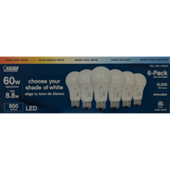 Set 6 Focos Led Luz De Dia 60w Feit Electric 15,000 Horas Luz.