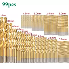 Juego de brocas recubiertas de titanio, 99 piezas, 1,5mm-10mm - tienda en línea