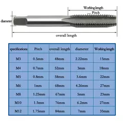 Juego de Herramientas para hacer roscas (machueladora), llave de mano Tipo T de 3mm a 6mm, M6 a M8