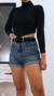 Blusa cropped manga longa gola alta barra triângulo Alana