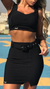 Conjunto de cropped e saia preto Rompante