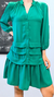 Vestido curto crepe abotoamento Ana verde