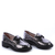 Mocassim Couro Metalizado Preto Detalhe Metal - comprar online