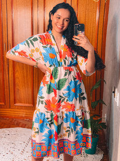 Vestido Midi Floral inspiração farm