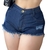 Short Jeans Escuro Feminino Cintura Alta Decotado