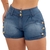 Short Jeans Azul Claro 8 Botões Bermuda Feminina Com Lycra Lançamento!