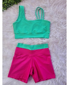 Conjunto Short Aveludado Bicolor Luna Dany - Girafit