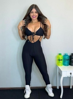 Conjunto Legging Brocado Suspensório com Empina Cátia