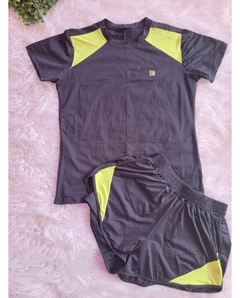 Conjunto Short Duplo com Camiseta Proteção UV 433 Time Fit