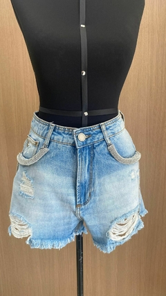 Shorts jeans detalhe em brilho nos bolsos - comprar online