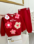 Conjunto Moletom manga Longa Kids Vermelho Flores