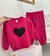 Conjunto Moletom Manga Longa Kids Pink Coração