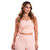 Calça Pantalona + Cropped Conjunto Feminino Rosa - loja online