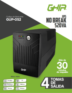 NO-BREAK CON REGULADOR INTEGRADO - NO BREAK / UPS GHIA 520VA / 240W 4 CONTACTOS. . .