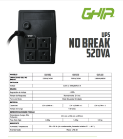 NO-BREAK CON REGULADOR INTEGRADO - NO BREAK / UPS GHIA 520VA / 240W 4 CONTACTOS. . . - comprar en línea