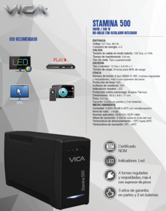 NO BREAK VICA STAMINA 500VA/300W CON REGULADOR Y SUPRESOR DE PICOS... - comprar en línea