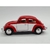 Miniatura Fusca 1967 Kinsmart 1/32 Metal e Fricção Vermelho/Branco