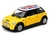 Miniatura Mini Cooper S Bandeira Kinsmart 1/28 Metal e Fricção Amarelo